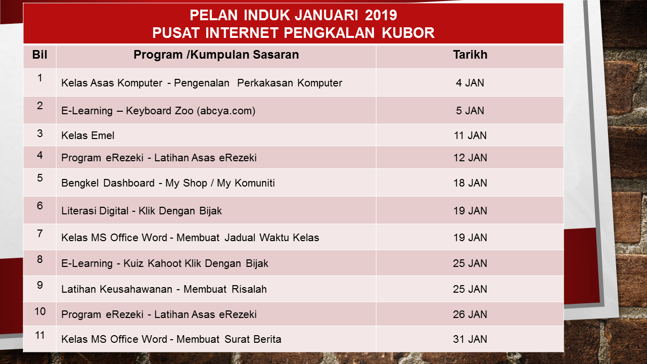 JADUAL AKTIVITI JAN2019