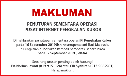 NOTIS PENUTUPAN CUTI Hari Malaysia 1