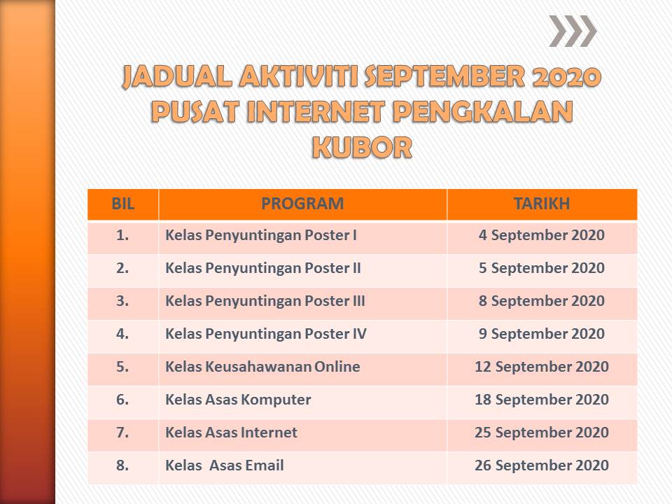 JADUAL AKTIVITI SEPTEMBER 2020