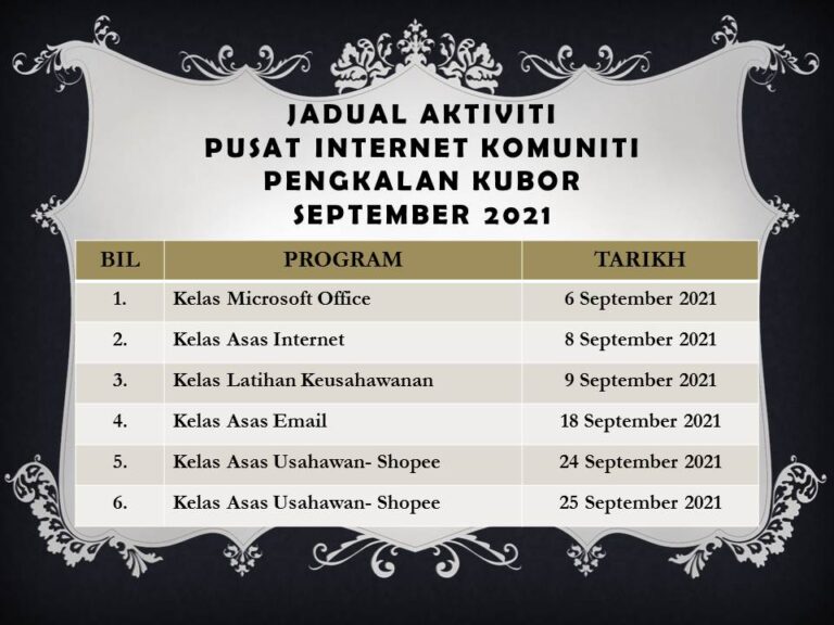 JADUAL AKTIVITI September 2021