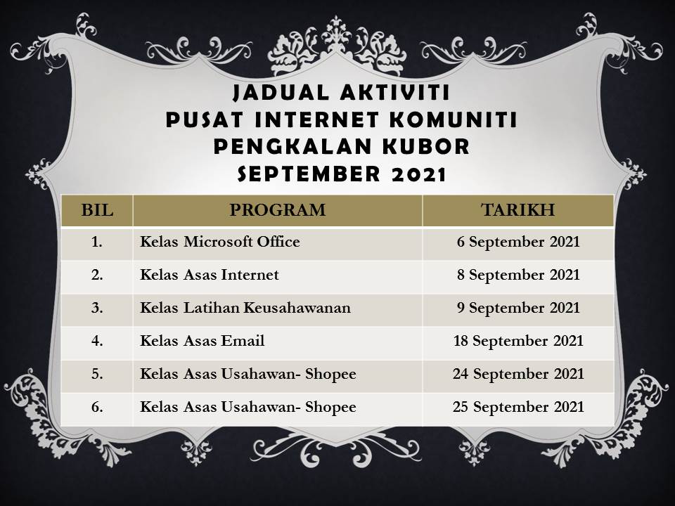 JADUAL AKTIVITI September 2021