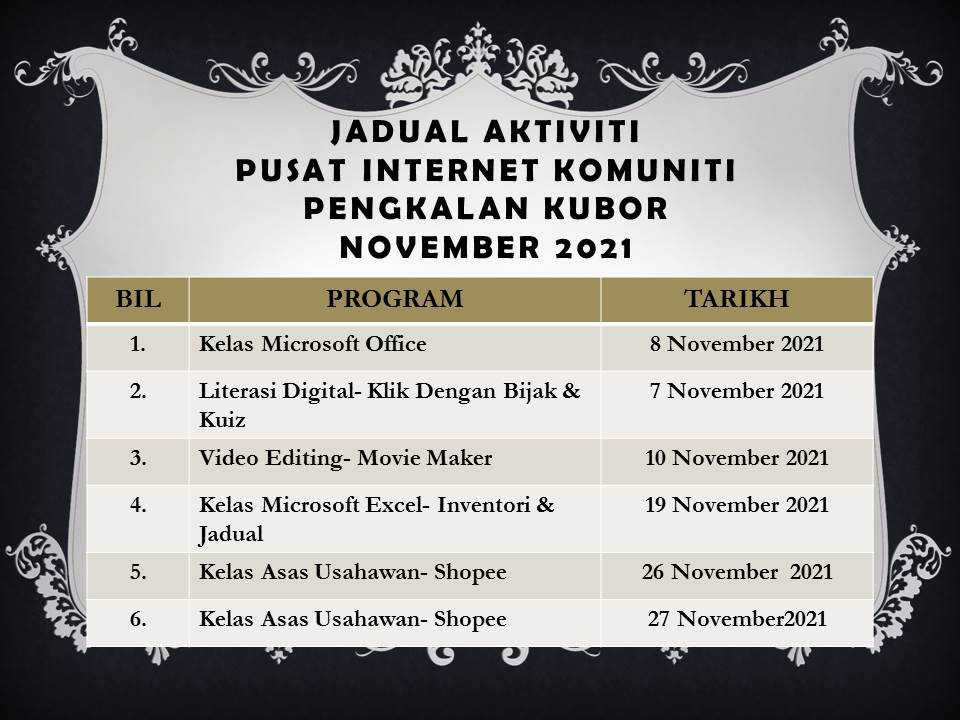 JADUAL AKTIVITI NOVEMBER