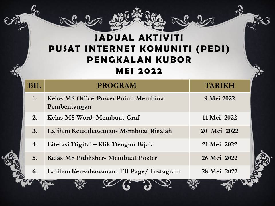JADUAL AKTIVITI Mei 2022