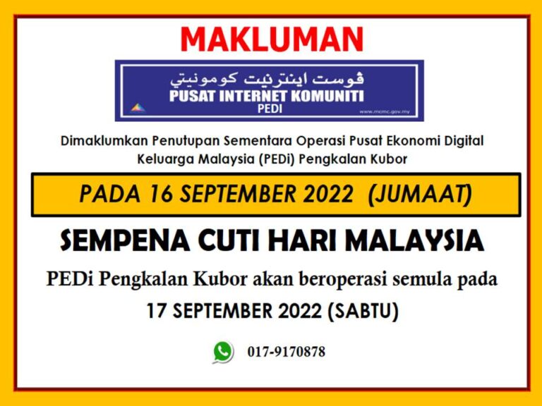 NOTIS TUTUP PEDI HARI MALAYSIA 1