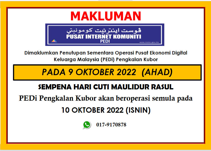 NOTIS TUTUP MAULIDUR RASUL