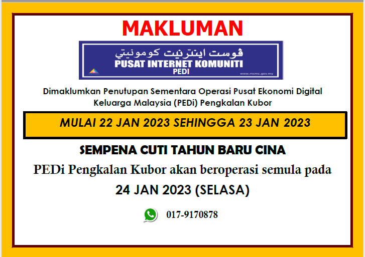 NOTIS PENUTUPAN PEDI TAHUN BARU CINA