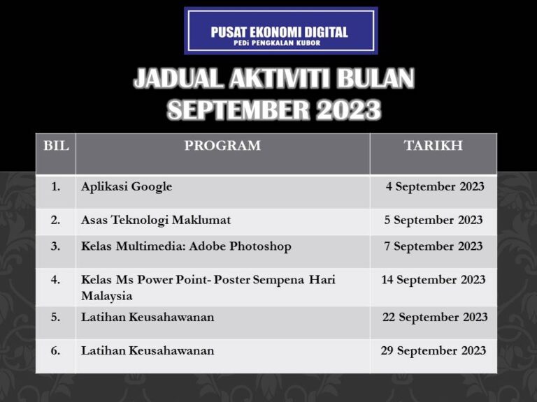 JADUAL AKTIVITI september 23