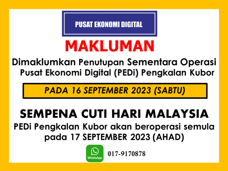 NOTIS PENUTUPAN PEDI HARI MALAYSIA 2